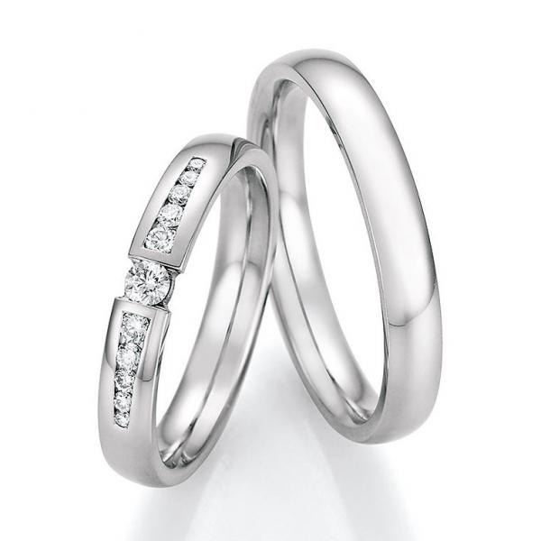 Nowotny-Collection Ruesch Trauringe Weissgold 66/60090-035 + 66/60100-035